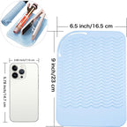 Heysam Professional Heat-Resistant Silicone Heat Mat, Non-Slip Vanity Pad for Flat Iron Hair Straightener and Curling Iron Hair Tools Heating Pad Mat, Suitable for Travel Essentials Case, 9"x6.5"-Blue