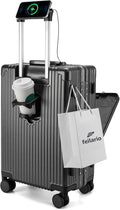 feilario 20in Aluminium Frame PC Hard Shell Spinner Wheels Luggage, Built-In by feilario