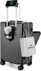 feilario 20in Aluminium Frame PC Hard Shell Spinner Wheels Luggage, Built-In by feilario