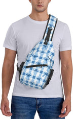 SUPLUCHOM Sling Bag Blue Bows Check Hiking Daypack Crossbody Shoulder Backpack - Image 7
