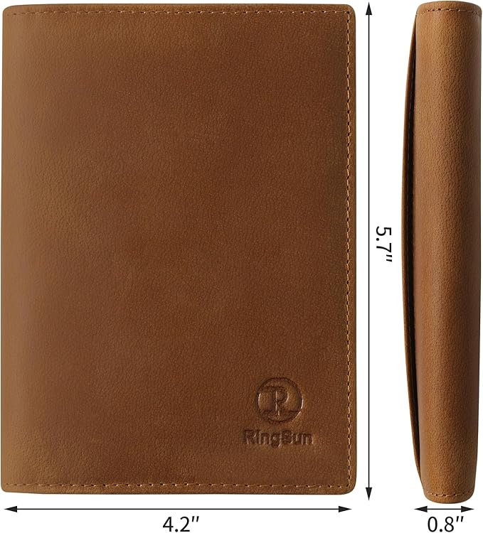 Ringsun Leather Passport Cover for Men Women, RFID Passport Wallet Case Travel - Image 3