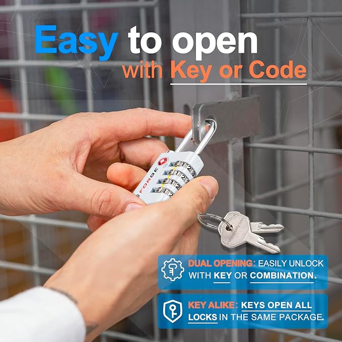 Forge Dual-Opening: Key or Combination Access Lock, TSA Approved Locks - Image 3