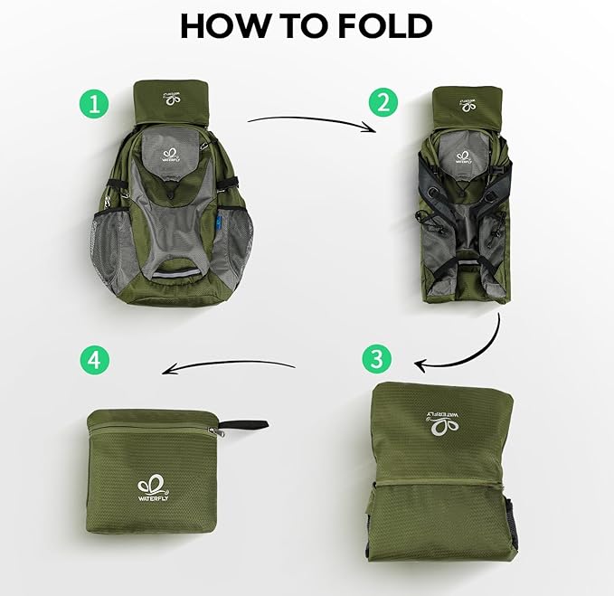 WATERFLY Lightweight Packable Hiking Backpack: 30L Foldable Travel Daypack - Image 6