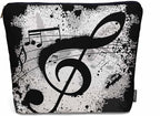 Music Notes Makeup Organizer Bag Cosmetic Bag For Men Women, Grunge Musical Notes Melody Black Travel Toiletry Bag Flax Makeup Bags Purse Business Makeup Pouch For Toiletries Cosmetics