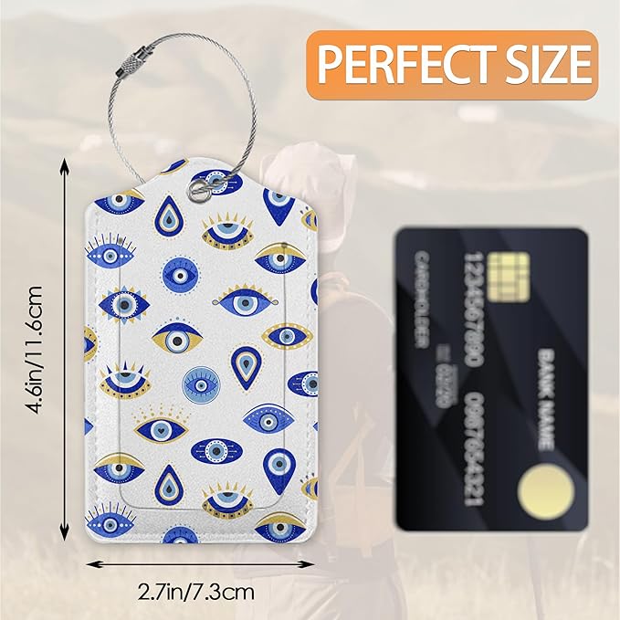 Blue Evil Eyes Hamsa Hand Luggage Tags - Image 2