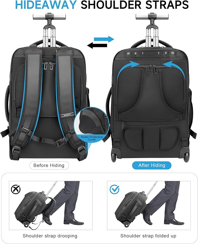 Rolling Backpack, 50L Travel Backpack - Image 3
