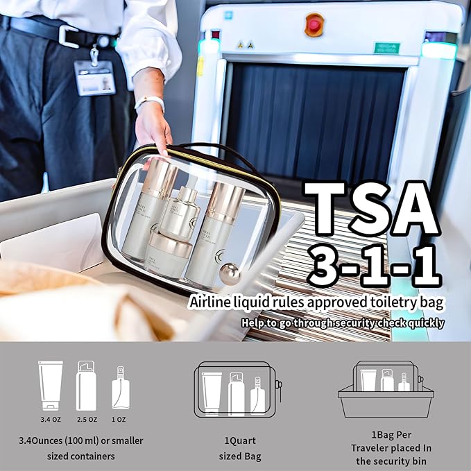 TSA Approved Travel Toiletry Bag, 4 Pack Clear Makeup Bags - Image 2