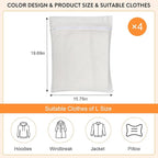4-Piece White Large Durable Organic Cotton Mesh Laundry Bags - Image 4