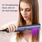 Hair Straightener – 2 in 1 Wet to Dry Air Straightener with High-Speed Ionic Airflow, Straightens Using air, No Heat Damage, Smart Temperature Control for Medium to Long Hair (35-75cm) (Purple)