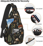 SUPLUCHOM Sling Bag Vintage Mushroom Leaf Forest Hiking Daypack Crossbody - Image 4