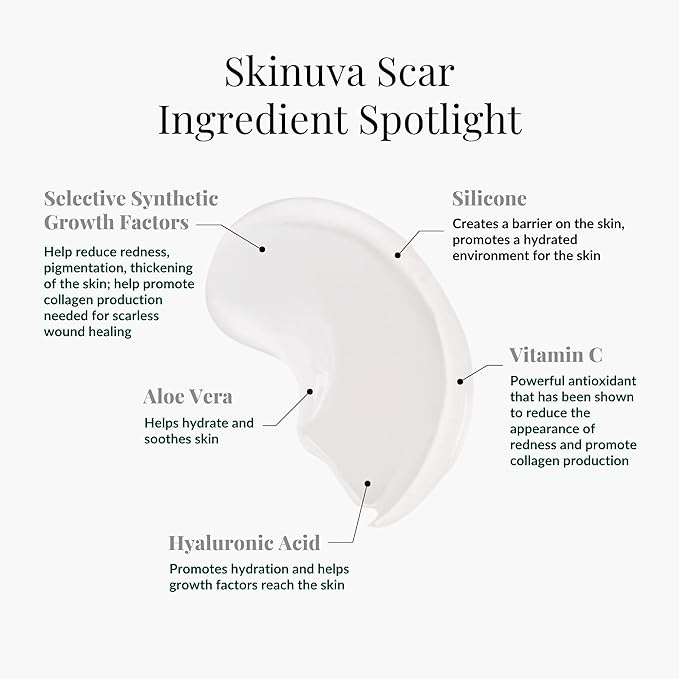 Skinuva® Scar (1.7 oz) & Bruise (14 capsules) - Advanced Silicone Cream Formulated with Growth Factors & Homeopathic Bruise Remedy Formulated with Arnica, Bromelain & Zinc
