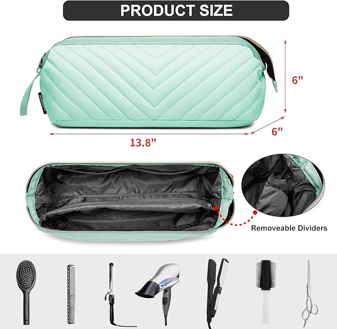 Hair Tools Travel Bag for Shark Flexstyle Dyson, Quilted Case Organizer Bag, Gift for Women Hair Accessories Storage Bag, Travel Hairdryer Portable Bag for Women, Teal