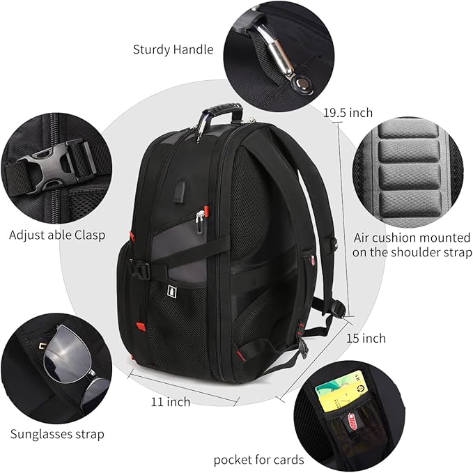 SHRRADOO Extra Large 50L Travel Laptop Backpack - Image 3