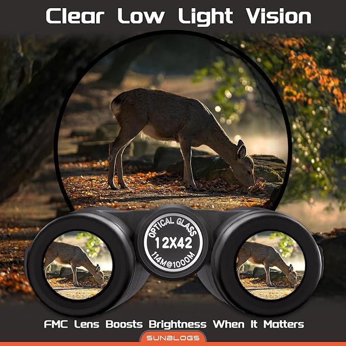 12x42 HD Binoculars for Adults, Super Bright BAK4 Prism High Powered Waterproof - Image 4