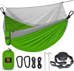 Camping Hammock with Net, Travel Portable Lightweight Hammocks with Tree Straps by QEVOOON