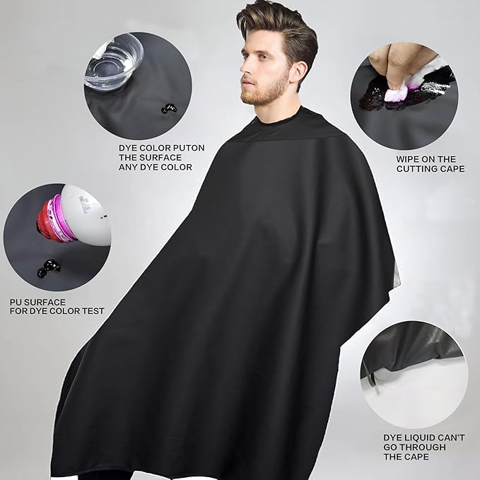 Salon Professional Barber Cape with Multi position Snap Closure Hair Cutting Kits Thick Hairdressing Capes for Unisex 47” * 63”
