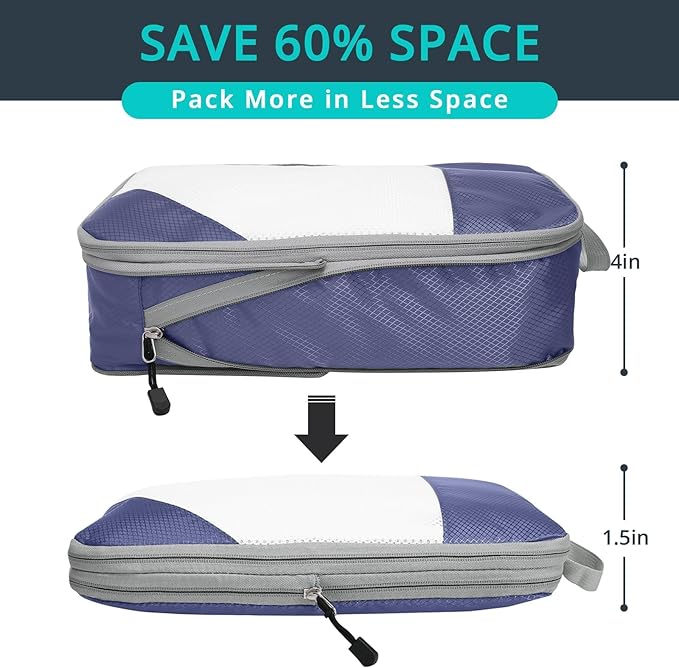 Compression Packing Cubes 6 Set, Compressible Space-Saving Packing Cubes - Image 2