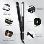 Nicebay 1” Titanium Flat Iron, Fast Heating Hair Straightener & Curler,with 5 Temp Settings, Negative Ion Technology,Travel-Friendly, Smooth Salon Design