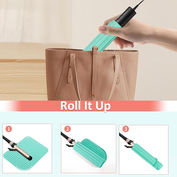 Quccefods 2 Pack Heat Resistant Mat Large Silicone Hot Hair Tools Holder for Curling Irons Flat Iron Hair Styling Tools Mat Portable Vanity Pad