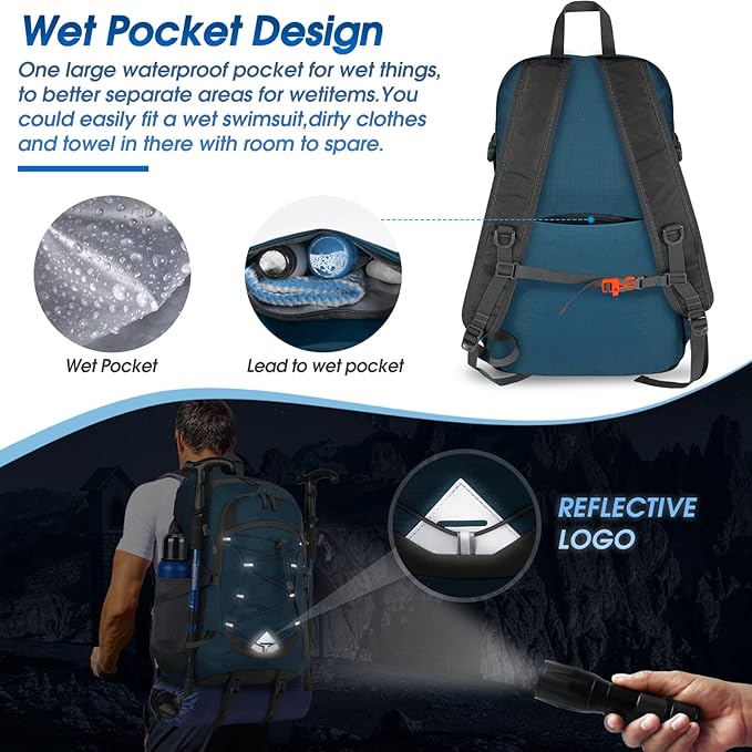 IGOLUMON Hiking Backpack 40L Packable Lightweight Camping Backpack Men Women - Image 4