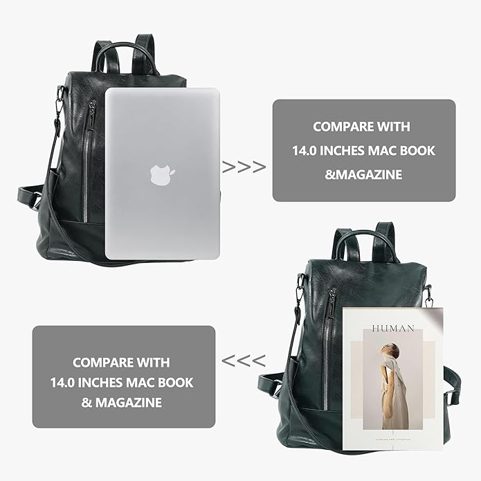 Women Backpack Purse PU Leather Anti-theft Casual Shoulder Bag Fashion Ladies - Image 4