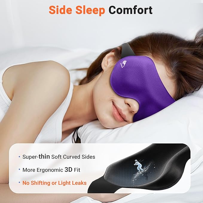 100% Blackout Eye Masks for Sleep: 3D Contoured Zero Eye Pressure Sleeping Mask - Image 3