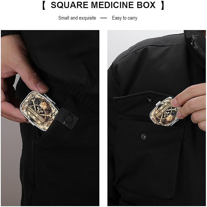 Metal 2 Compartment Pill Organizer Travel Friendly Portable Compact Pill Box - Image 5