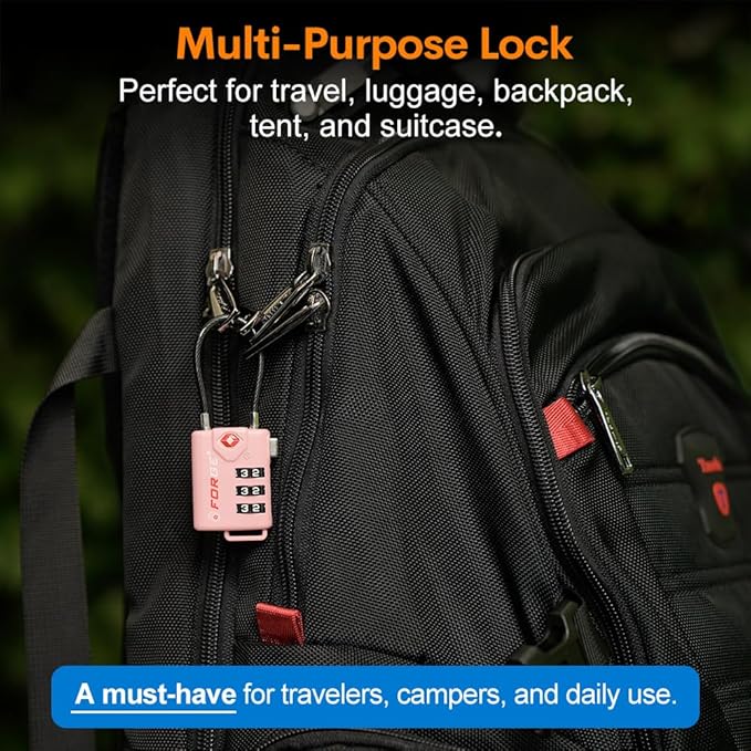 Forge TSA Approved Cable Luggage Locks, 2 Pink Locks, Re-settable Combination - Image 6