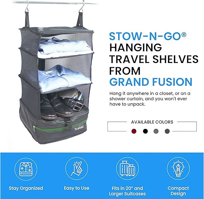 Grand Fusion Stow-N-Go Travel Luggage Organizer – Portable Hanging Travel - Image 9