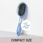 Conair Velvet Touch oval cushion hair brush - Travel Hairbrush- Detangling - ideal for curly or straight styles - detangler brushes - women or men - Sky Blue