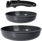 GiPP Ceramic Non Stick Frying Pans Set Removable Handle, Dishwasher & Oven Safe by GiPP