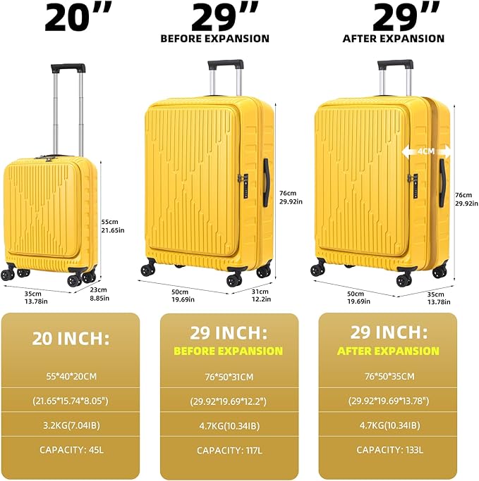 2 Pieces 20/29 Luggage Sets, 20 Inch Cabin Luggage - Image 2