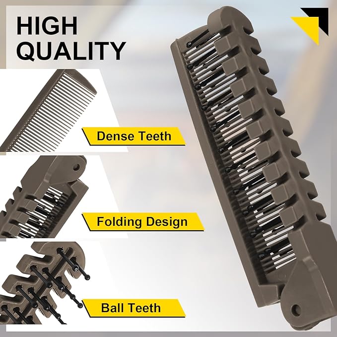 6PCS Travel Foldable Brush Comb Portable Hairbrush, Anti-Static Mini Pocket Hair Comb, Double Headed Hair Brush Hairdressing Tools Plastic Folding Hairbrush for Men Women (Coffee)