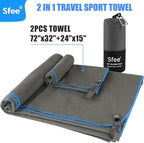Sfee 2 Pack Microfiber Travel Towel, Quick Dry Camping Towel Large Beach Towel - Image 3