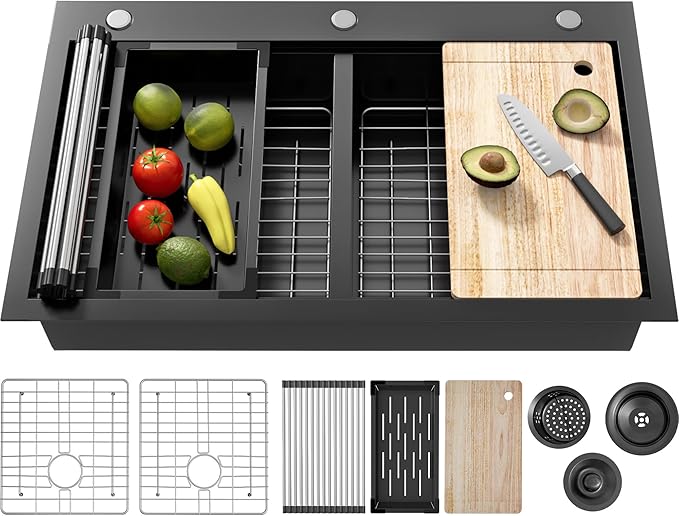 Drop In Kitchen Sink Stainless Steel 32x22 by VALONDINO