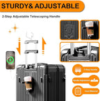 Krute Luggage with Spinner Double Wheels Suitcases with USB Port and Cup Holder - Image 4