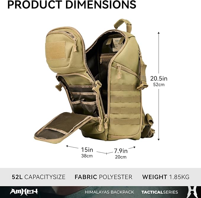 52L Tactical Backpack Military Molle Assault Pack - Image 2