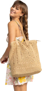 Roxy Women's Beach Tote Bag | Travel | Vacation | Straw | Lightweight | - Image 2