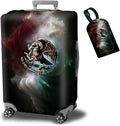 Luggage Cover + Tag, Mexican Flag Eagle Travel Suitcase Protector by BWEGRHE