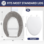 Microfiber Elongated Toilet Seat Cover 19.5"x 15" Machine Washable Solid Toilet - Image 2