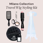 Milano Collection Travel Wig Styling Kit, Portable Travel Wig Stand with Compact Round Travel Case to Protect Wigs, Scalp Illusion Duo, Hot Air Brush & Gentle Brush for Wig Styling On-the-Go