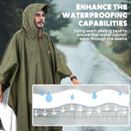 ANYOO Hooded Rain Poncho for Adults Waterproof Lightweight Rain Coat for Men - Image 5