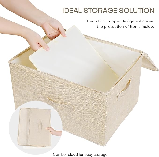 ANMINY 2PCS Storage Bins with Zipper Lids 51.9 Qt Lidded Fabric Storage Boxes - Image 4
