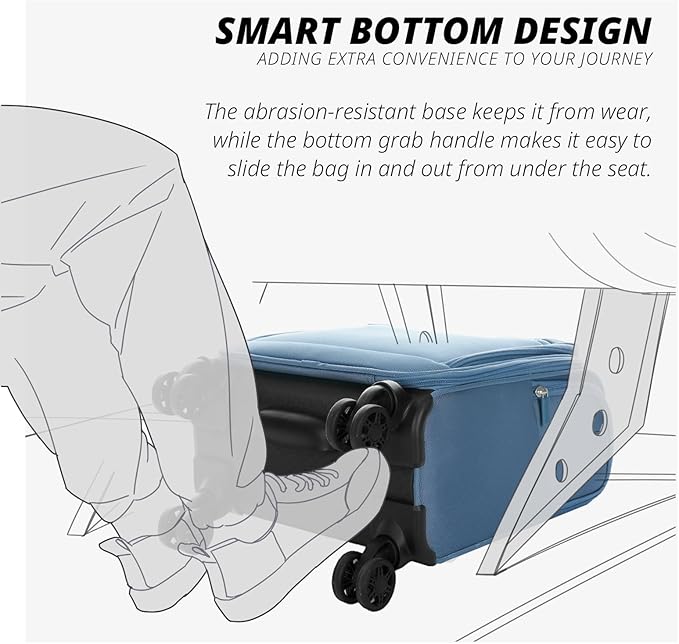 Verage Under Seat Luggage with Wheels, Softside Small Suitcase Spinner Carry On - Image 8