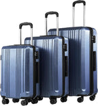 Coolife Luggage Expandable Suitcase PC+ABS 3 Piece Set by COOLIFE