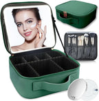 Makeup Bag with Led Mirror, Travel Makeup Organizer with 3 Color Setting & 10X by SUILU
