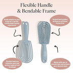 Kitsch Hair Brush Detangler – Flexi Flow Hair Brush for Women, Men & Kids | Detangling Brushes for Curly Hair with Bendable Frame, Bounce Curl Defining Brush for Wet or Dry Strands - Haze Blue
