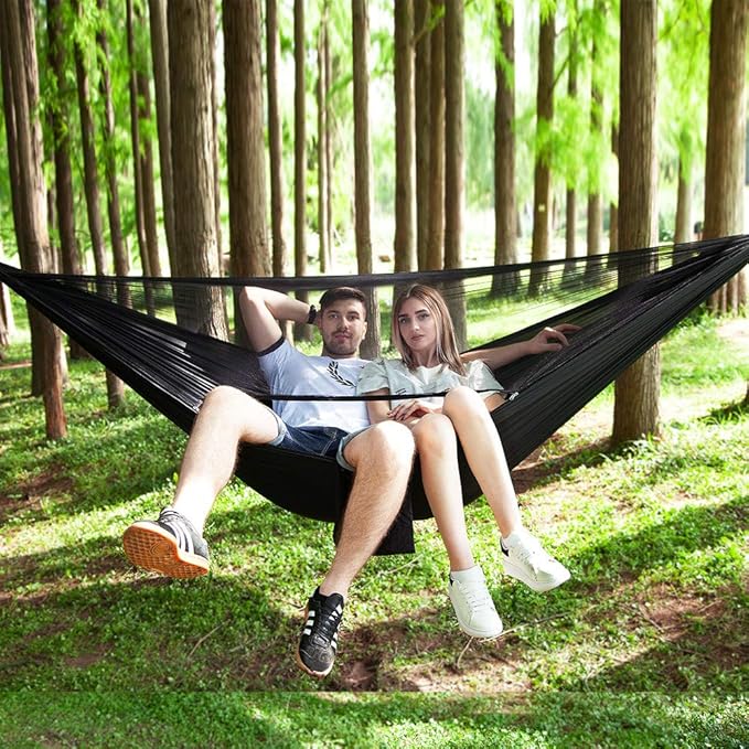 Camping Hammock with Rain Fly Tarp Mosquito Net Heavy Duty Tree Straps Portable - Image 4