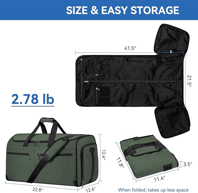 Bukere Garment Bags for Travel, Large Convertible Garment Duffel Bag for Men - Image 2