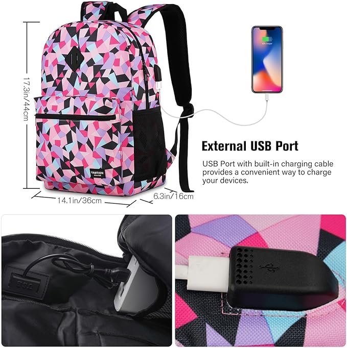 Unisex School Backpack Leaves, Casual Bookbag Adults and Teens Schoolbag - Image 7
